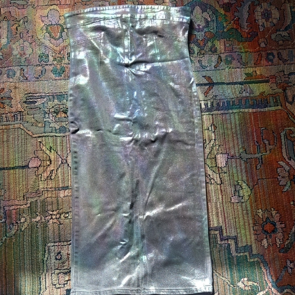 Holographic Silver Midi Dress